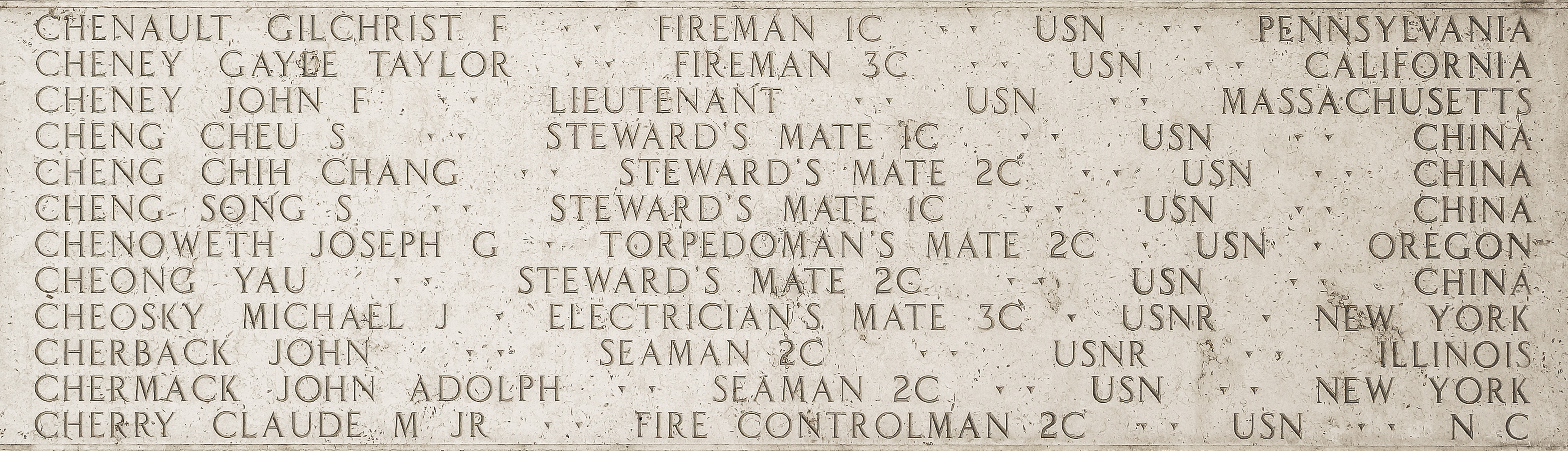 Claude M. Cherry, Fire Controlman Second Class